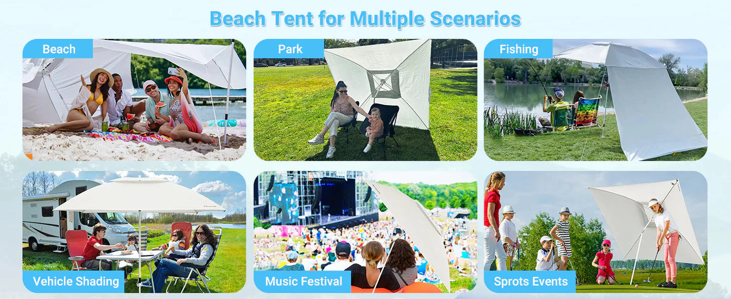 【KingCamp｜キングキャンプ】2-in-1 ビーチアンブレラ＆サンシェードキャノピー（ベージュ）