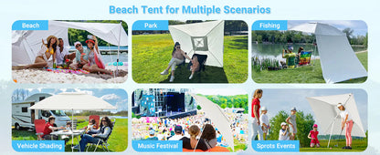 【KingCamp｜キングキャンプ】2-in-1 ビーチアンブレラ＆サンシェードキャノピー（ベージュ）