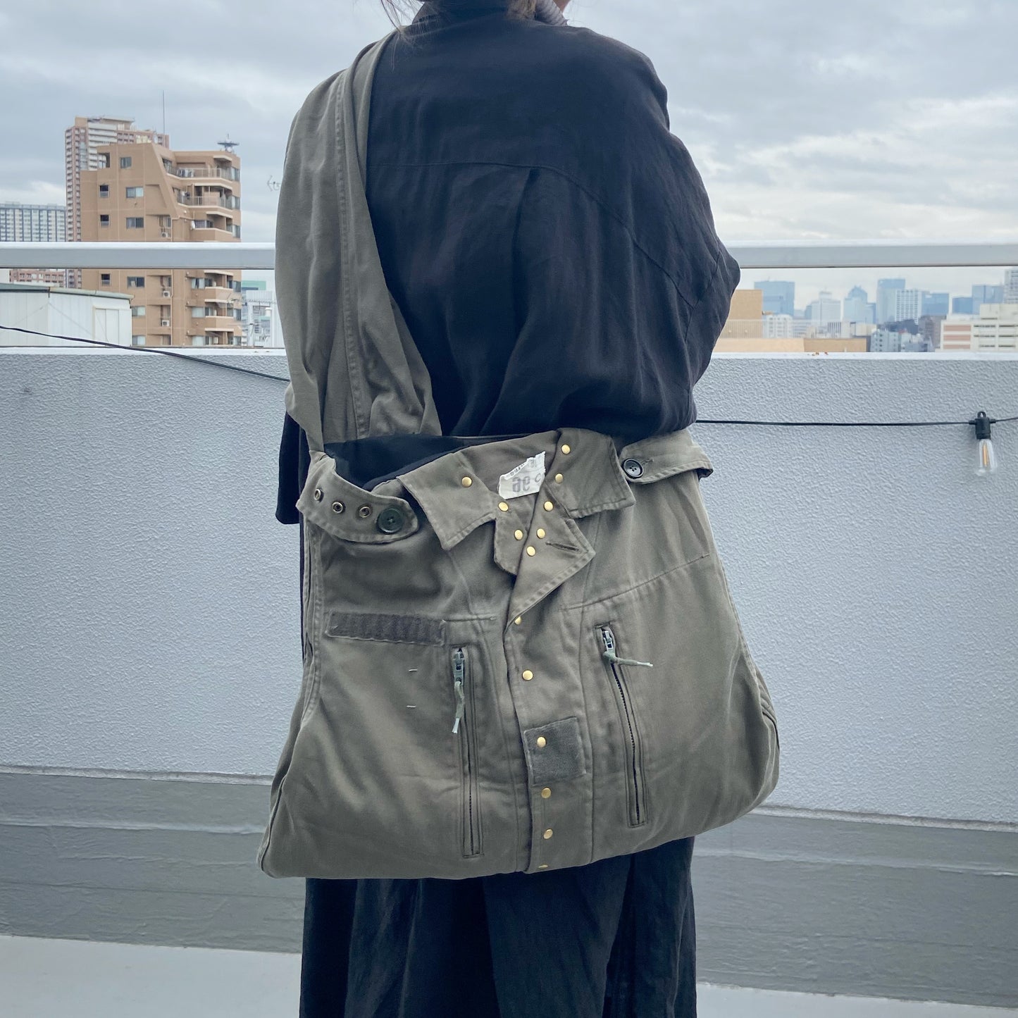 【Yabo】フランス軍ミリタリーリメイク 2WAYショルダーバッグ｜F2ジャケット＆M47チノシャツ使用｜A4対応・ユニセックス可