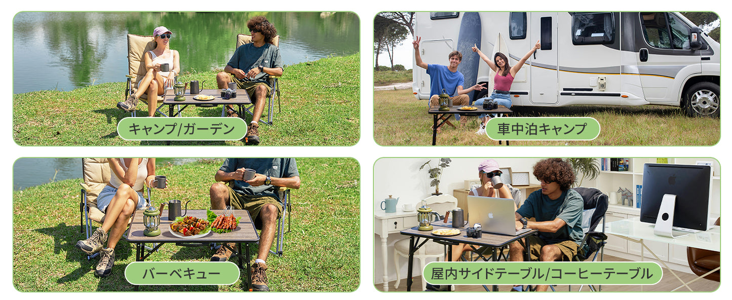 【KingCamp｜キングキャンプ】GRANITE P8060 アウトドアテーブル｜ガラス繊維天板 折りたたみ式 高さ無段階調整 80×60cm