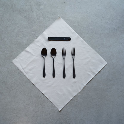 【96 KURO】カトラリー贈りものパッケージAざらざら｜黒染めステンレス製ギフトセット・日本製