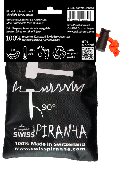 SwissPiranha（スイスピラニア）BlackFisk（ブラックフィスク）BFシリーズ 100%リサイクル素材 超軽量テントペグ