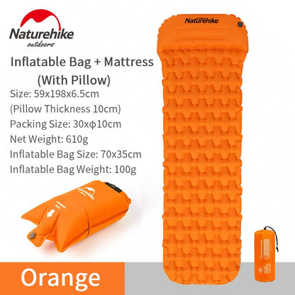 Naturehike インフレータブルエアーマット｜1人用・2人用／枕あり・枕なし・ワイド／Blue・Orange