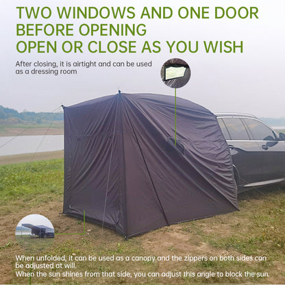 大型多機能アウトドアテント｜4〜6人用 撥水・防雨・UVカット シングルレイヤー構造（ブラック）