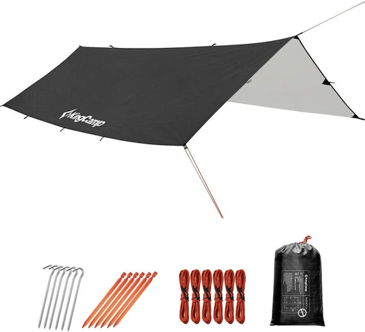 【KingCamp｜キングキャンプ】防水・UVカットタープ｜キャンプ用レクタタープ 全9バリエーション（3×3m／3×4m／3×5m／ブラック・グレー・ブルー）