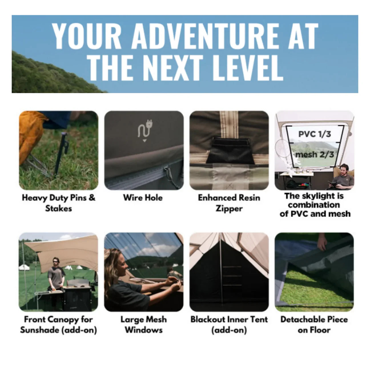 【KingCamp｜キングキャンプ】Khan Villa Tent｜グレー｜8人用 コットン グランピングテント（4シーズン対応）