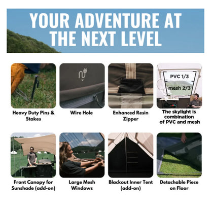 【KingCamp｜キングキャンプ】Khan Villa Tent｜グレー｜8人用 コットン グランピングテント（4シーズン対応）