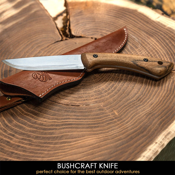 ビーバークラフト カーボンスチール ブッシュクラフトナイフ レザーシース付き ウォールナットハンドル Beaver Craft BSH1 Carbon Steel Bushcraft Knife