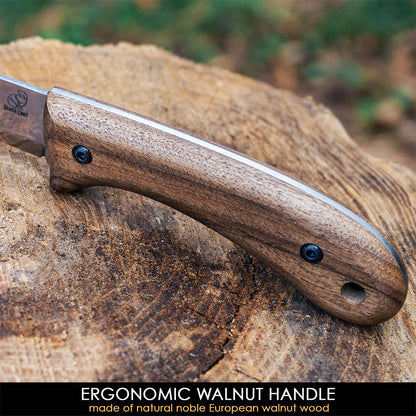 ビーバークラフト カーボンスチール ブッシュクラフトナイフ レザーシース付き ウォールナットハンドル Beaver Craft BSH2 Carbon Steel Bushcraft Knife