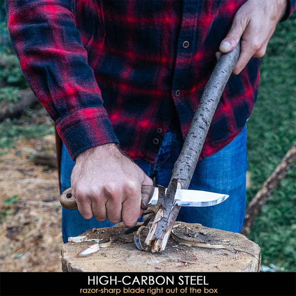 ビーバークラフト カーボンスチール ブッシュクラフトナイフ レザーシース付き ウォールナットハンドル Beaver Craft BSH2 Carbon Steel Bushcraft Knife