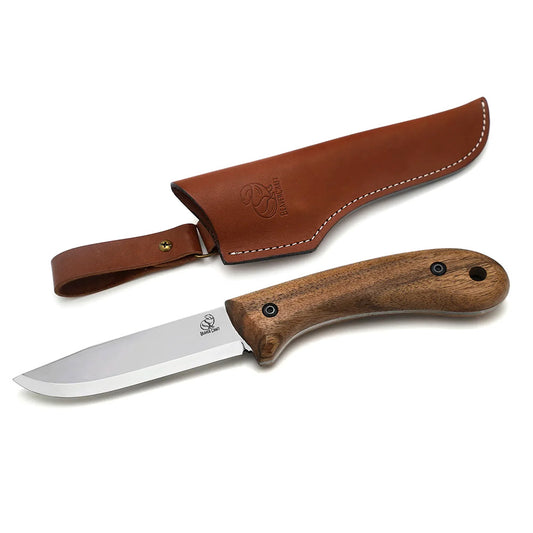 ビーバークラフト カーボンスチール ブッシュクラフトナイフ レザーシース付き ウォールナットハンドル Beaver Craft BSH2 Carbon Steel Bushcraft Knife