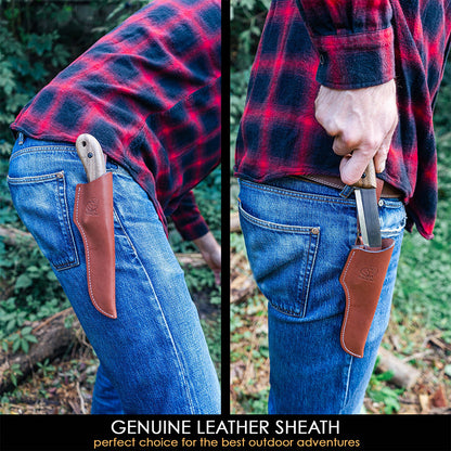 ビーバークラフト カーボンスチール ブッシュクラフトナイフ レザーシース付き ウォールナットハンドル Beaver Craft BSH2 Carbon Steel Bushcraft Knife