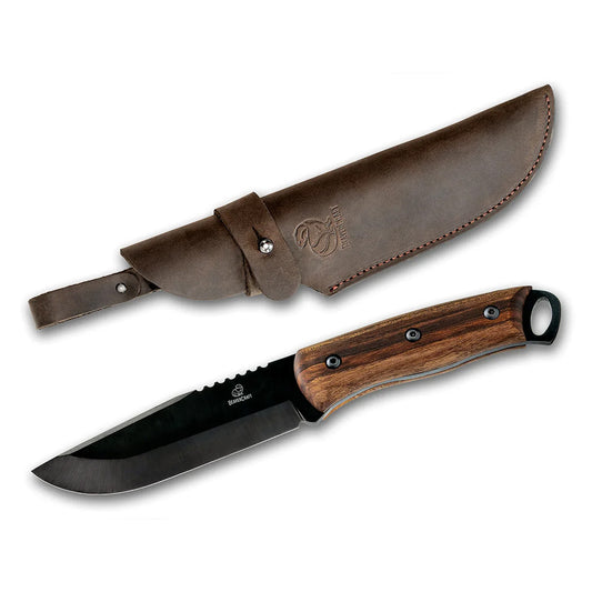 ビーバークラフト カーボンスチール ブッシュクラフトナイフ レザーシース付き ウォールナットハンドル Beaver Craft BSH4 Blued-Blade Bushcraft Knife