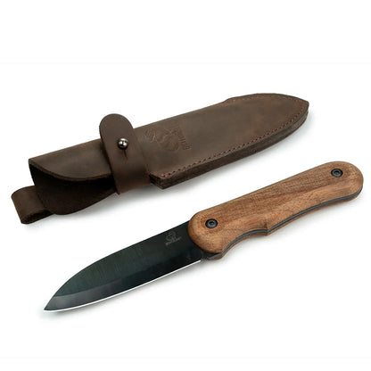 ビーバークラフト カーボンスチール ブッシュクラフトナイフ レザーシース付き ウォールナットハンドル Beaver Craft BSH5 Blued-Blade Bushcraft Knife