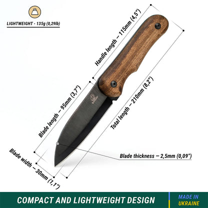 ビーバークラフト カーボンスチール ブッシュクラフトナイフ レザーシース付き ウォールナットハンドル Beaver Craft BSH5 Blued-Blade Bushcraft Knife