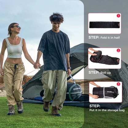 【KingCamp｜キングキャンプ】FREESPACE 250D｜ダブルサイズ封筒型寝袋｜フランネル裏地・ピロー付き・3シーズン対応（ブラック／オリーブ）