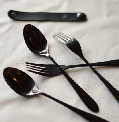 【96 KURO】カトラリー贈りものパッケージAつやつや｜鏡面ステンレス仕上げの日本製ギフトセット