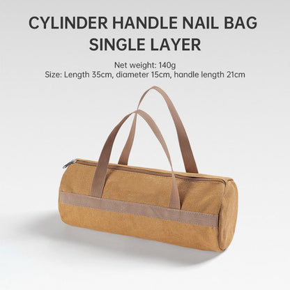 キャンプ用ペグ収納バッグ｜円筒型キャンバス製・大容量ツールバッグ（ブラウン）