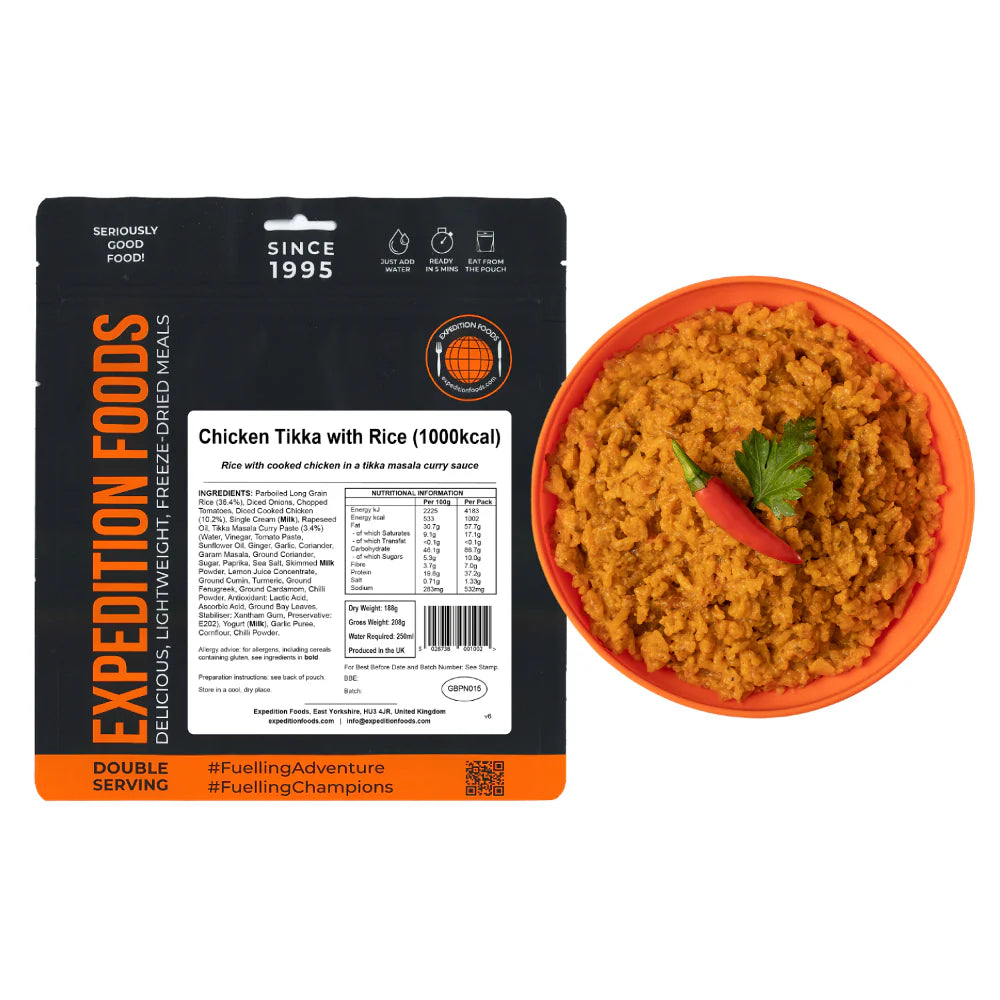 Expedition Foods（エクスペディションフーズ）｜チキンティッカ（1000kcal）｜Chicken Tikka with Rice｜防災・登山向け高カロリーミール｜SKU:004-5006-1000