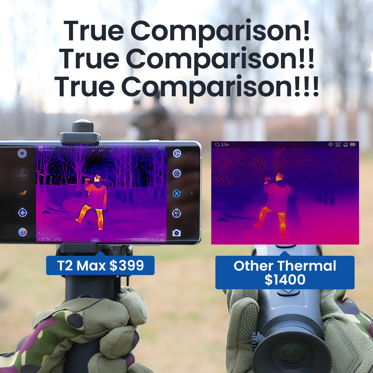 【Android専用・狩猟特化モデル】Thermal Master T2 Max｜1600ヤード対応サーマルスコープ｜13mmレンズ・15倍ズーム・50Hz表示・タクティカルハンドル付属｜赤外線ハンティング単眼鏡