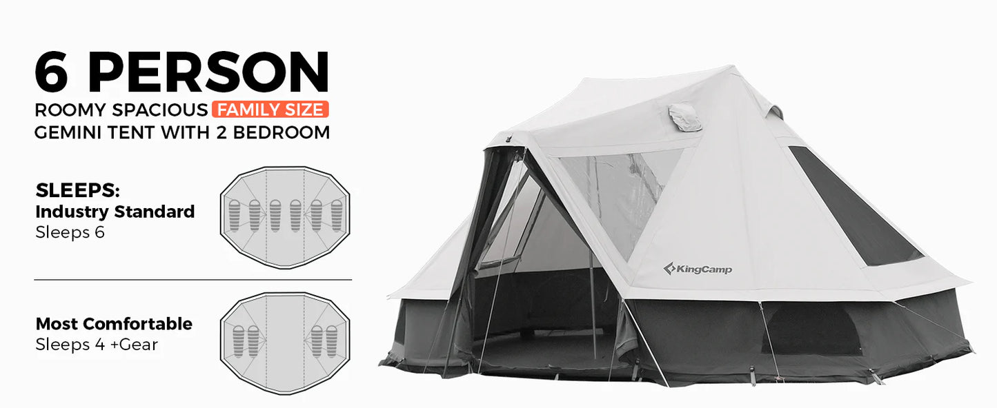 【KingCamp｜キングキャンプ】Khan Villa Tent｜グレー｜8人用 コットン グランピングテント（4シーズン対応）