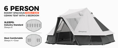 【KingCamp｜キングキャンプ】Khan Villa Tent｜グレー｜8人用 コットン グランピングテント（4シーズン対応）