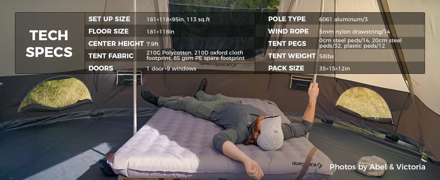 【KingCamp｜キングキャンプ】Khan Villa Tent｜グレー｜8人用 コットン グランピングテント（4シーズン対応）