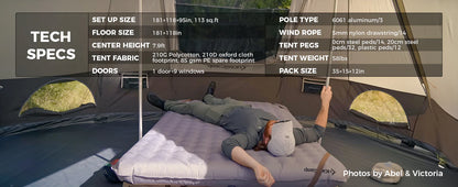 【KingCamp｜キングキャンプ】Khan Villa Tent｜グレー｜8人用 コットン グランピングテント（4シーズン対応）