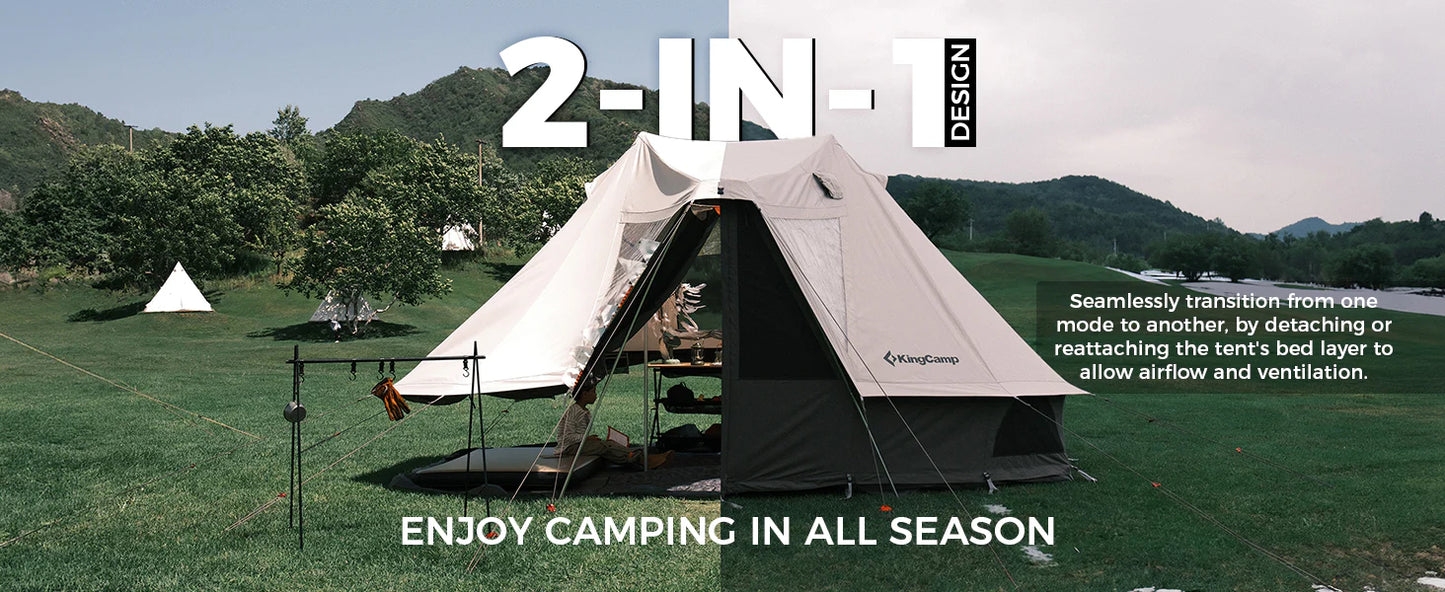 【KingCamp｜キングキャンプ】Khan Villa Tent｜グレー｜8人用 コットン グランピングテント（4シーズン対応）