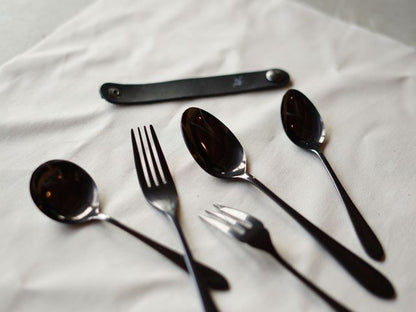 【96 KURO】カトラリー贈りものパッケージBつやつや｜鏡面ステンレス製フルセット・日本製ギフト