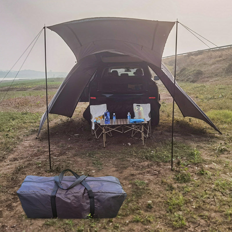 大型多機能アウトドアテント｜4〜6人用 撥水・防雨・UVカット シングルレイヤー構造（ブラック）