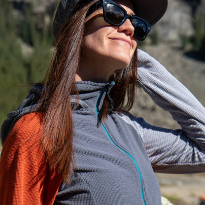 SkyGOAT（スカイゴート）Ultralight 115 レディース ハーフジップ フーデッドプルオーバー｜115gsm GOATgrid 超軽量マイクログリッドフリース