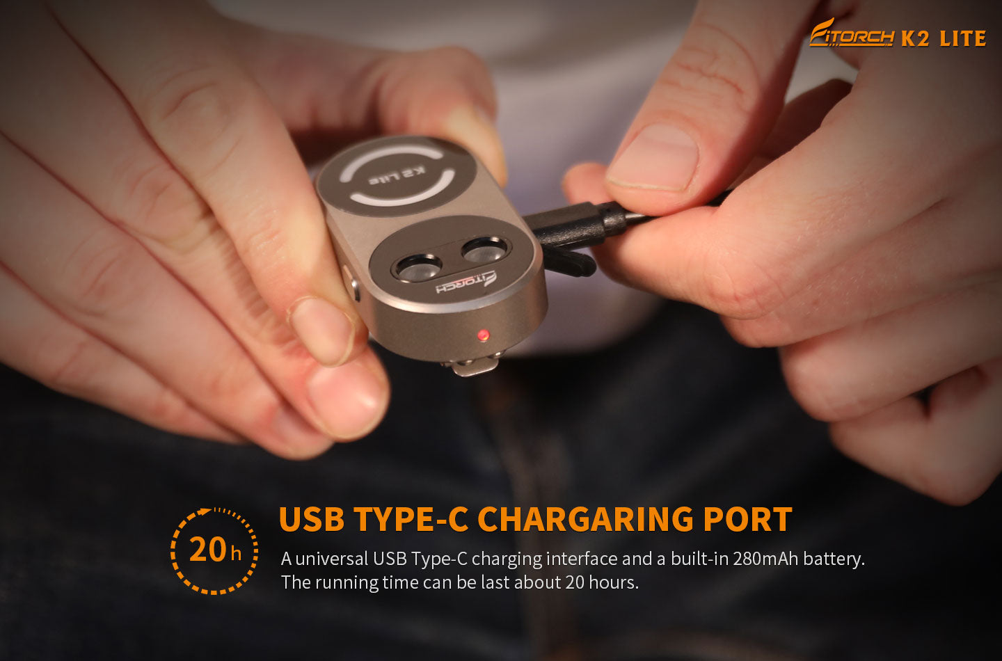 Fitorch（フィトーチ） K2 Lite キーチェーンライト 1000ルーメン｜アルミ／チタンモデル（USB Type-C）