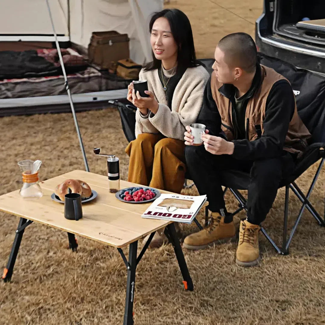 【KingCamp｜キングキャンプ】BAMBOO P8060｜竹製キャンプテーブル 80×60cm 高さ無段階調整（42〜70cm）