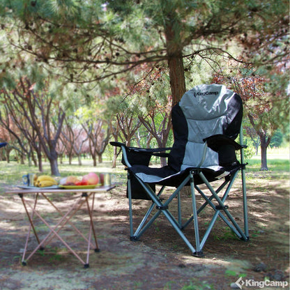 【KingCamp｜キングキャンプ】ハイバック キャンピングアームチェア｜折りたたみチェア 耐荷重160kg 肘掛け付き