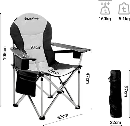 【KingCamp｜キングキャンプ】ハイバック キャンピングアームチェア｜折りたたみチェア 耐荷重160kg 肘掛け付き