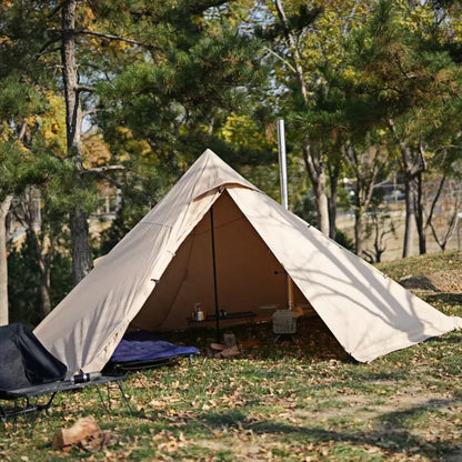 【KingCamp｜キングキャンプ】TURINO ワンポールテント 第一世代改良型｜TC生地・煙突口付き・ソロ〜デュオ対応（カーキ）