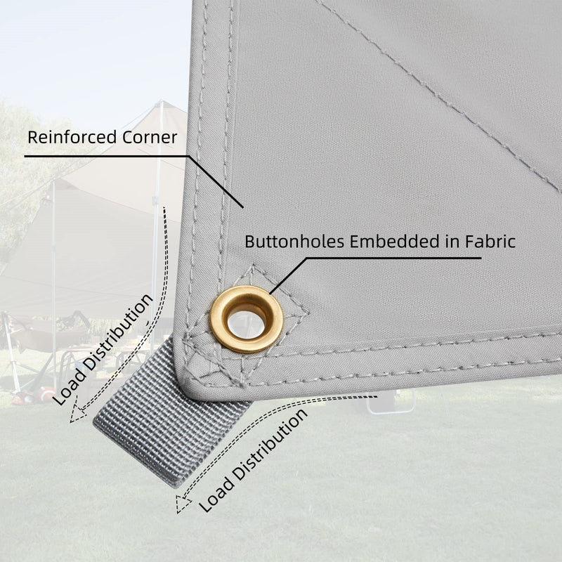 【KingCamp｜キングキャンプ】KHAN パレスプラス テントタープ｜ポリコットン製・450×330cm・スチールポール付き（グレー）