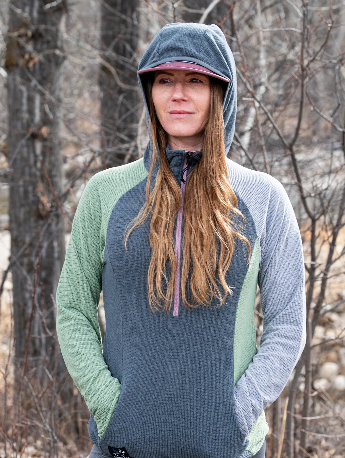 SkyGOAT（スカイゴート）Ultralight 115 レディース ハーフジップ フーデッドプルオーバー｜115gsm GOATgrid 超軽量マイクログリッドフリース