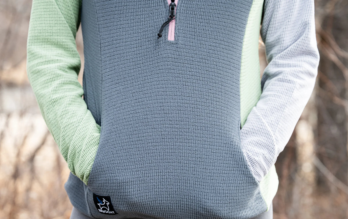 SkyGOAT（スカイゴート）Ultralight 115 レディース ハーフジッププルオーバー｜115gsm GOATgrid 超軽量マイクログリッドフリース フードなし