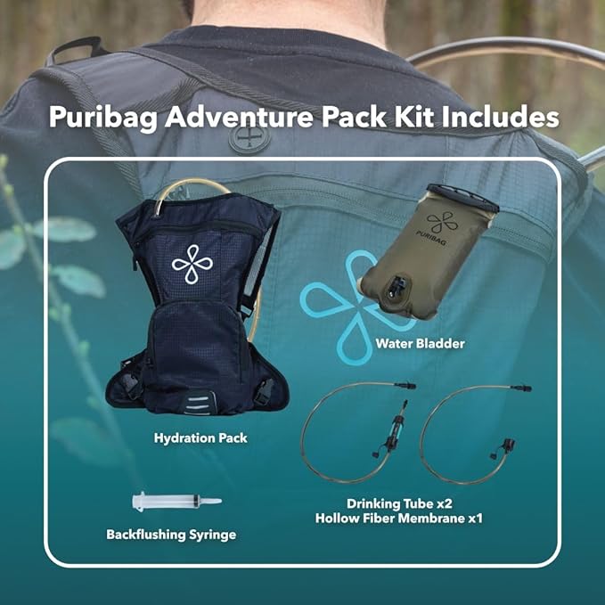PURIBAG プリバッグ Adventure Pack 携帯浄水バックパックシステム 2L｜Microフィルター付属