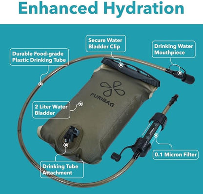 PURIBAG プリバッグ Adventure Bladder 2L 携帯浄水ウォーターブラダー｜0.1ミクロン中空糸膜フィルター搭載