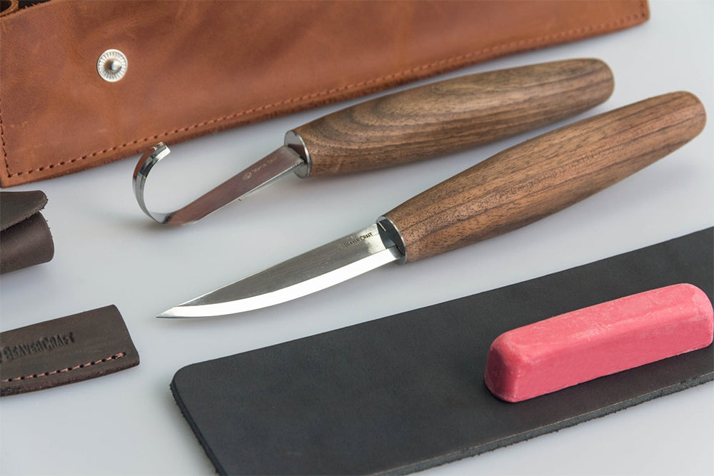 ビーバークラフト スプーンカービングツールセット C4X + SK5RX +ホーニングアクセサリー 本革ケース Beaver Craft S01X Spoon Carving Tool Set