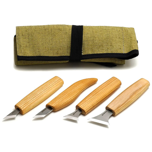 ビーバークラフト チップウッドカービングナイフセット Beaver Craft S05 Geometric Wood Carving Knife Set (4 knives in roll)