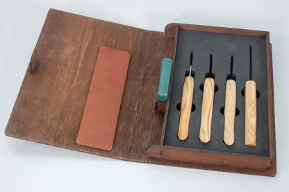 ビーバークラフト ブックボックス ウッドカービングセット ベーシックナイフ 4本セット Beaver Craft S07 book Basic Set of 4 Knives in gift book-box