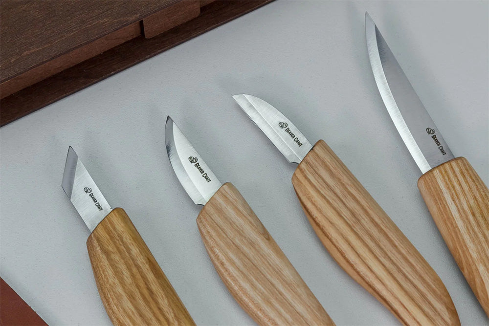 ビーバークラフト ブックボックス ウッドカービングセット ベーシックナイフ 4本セット Beaver Craft S07 book Basic Set of 4 Knives in gift book-box