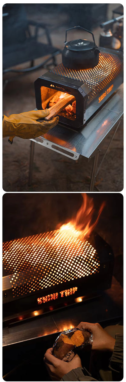 山趣（ShineTrip） 05シリーズ ステンレス 折りたたみキャンプテーブル＆卓上ストーブ 2点セット