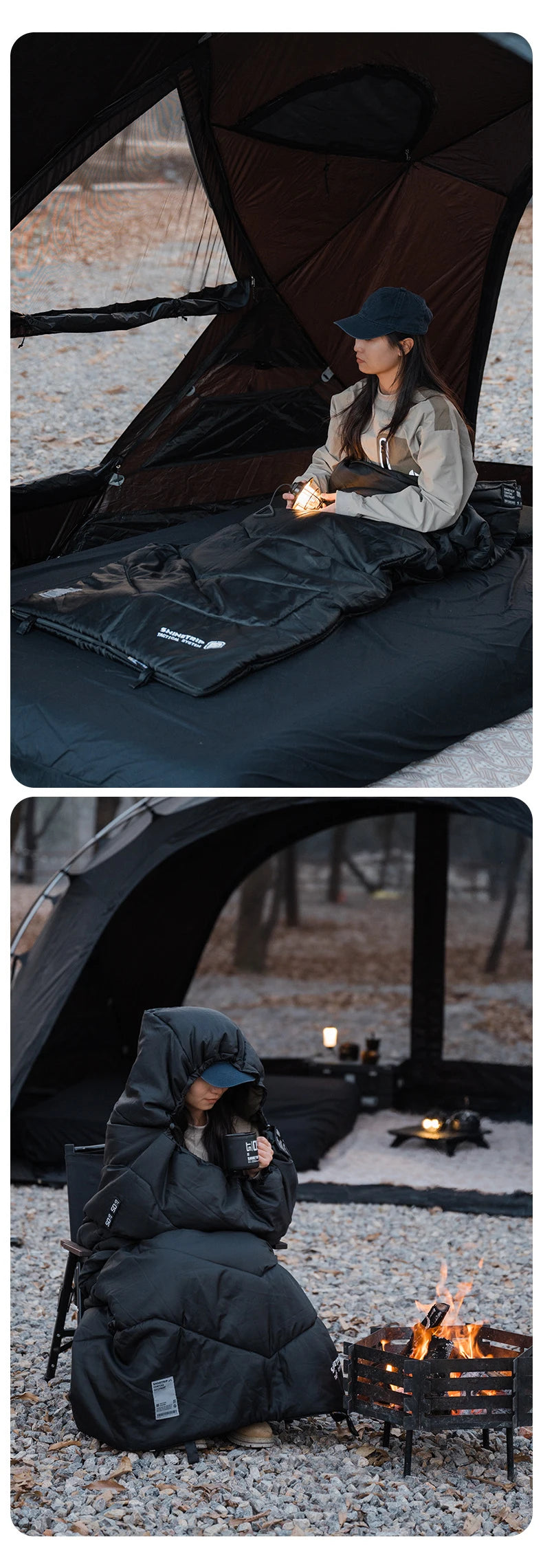 山趣（ShineTrip）05シリーズ シールスリーピングバッグ G160 G230 G300 220×80cm（ブラック／グリーン）