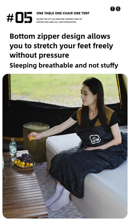 ShineTrip（山趣）#05 シリーズ エンベロープ スリーピングバッグ（G100/G150/G200・L/R・Black／Sand）