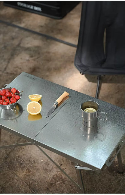 SHINETRIP ステンレス 耐熱 折りたたみキャンプテーブル（収納バッグ付）A451-T00